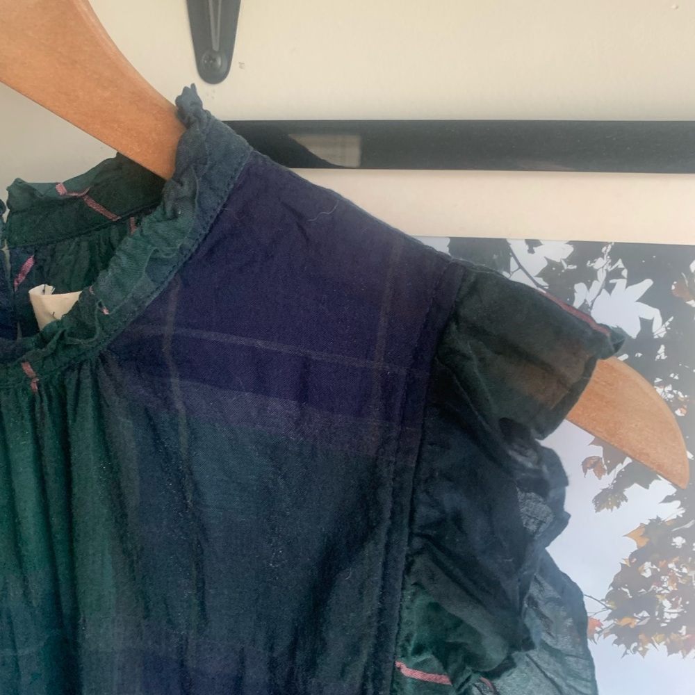 Isabella Sinclair Anthropologie Green and Blue Ruffled Top - Picture 4 of 8